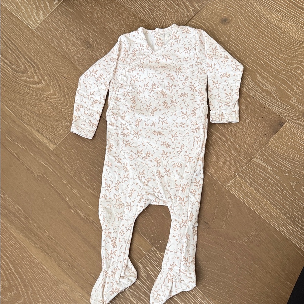 Charming Floral Kids Footie in Cream